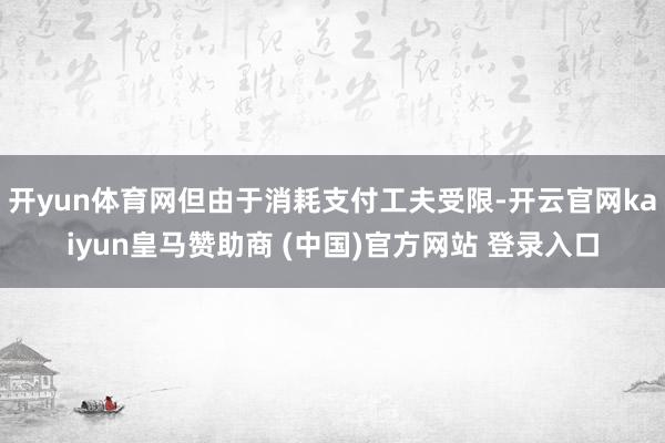 开yun体育网但由于消耗支付工夫受限-开云官网kaiyun皇马赞助商 (中国)官方网站 登录入口