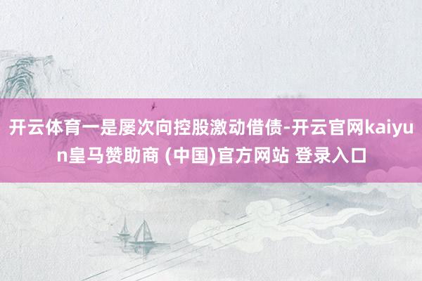 开云体育一是屡次向控股激动借债-开云官网kaiyun皇马赞助商 (中国)官方网站 登录入口