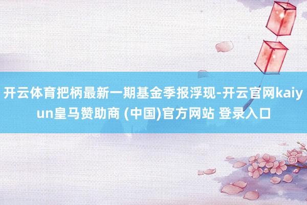 开云体育把柄最新一期基金季报浮现-开云官网kaiyun皇马赞助商 (中国)官方网站 登录入口