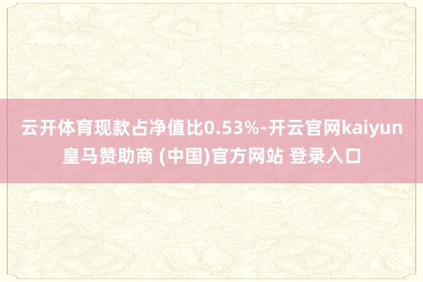 云开体育现款占净值比0.53%-开云官网kaiyun皇马赞助商 (中国)官方网站 登录入口