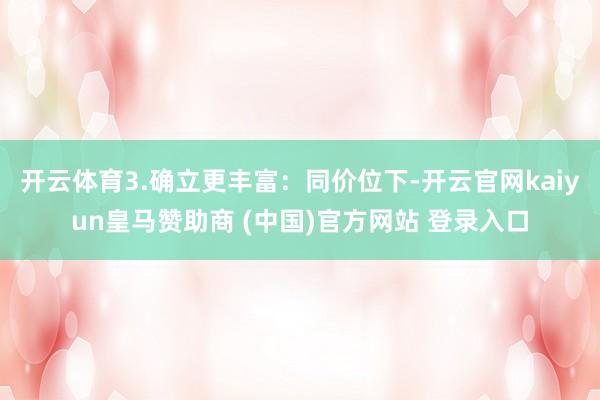 开云体育3.确立更丰富：同价位下-开云官网kaiyun皇马赞助商 (中国)官方网站 登录入口